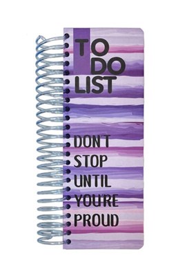 تصویر  دفتر كارهاي روزمره راه راه بنفش طرح DON'T STOP UNTIL YOU'RE PROUD